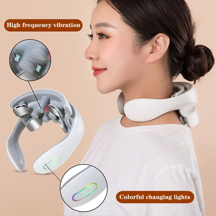 H88 Four Head Neck and Shoulder Massager Vibration Hot compress Physiotherapy Instrument(White)
