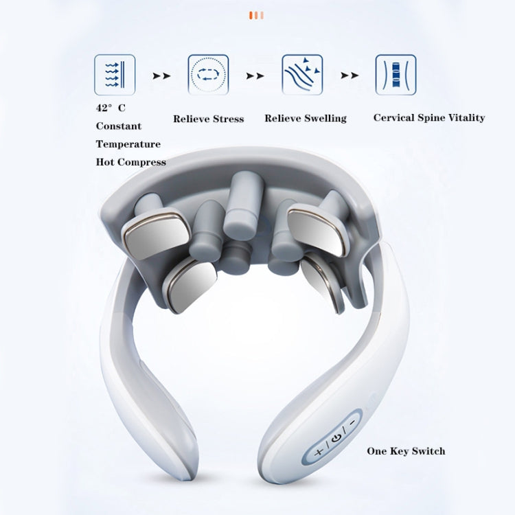 H88 Four Head Neck and Shoulder Massager Vibration Hot compress Physiotherapy Instrument(White)