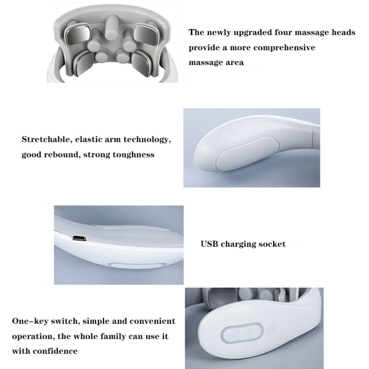 H88 Four Head Neck and Shoulder Massager Vibration Hot compress Physiotherapy Instrument(White)