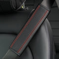 Fiber Leather Embossed Car Seat Belt Shoulder Cover Protector 6.5X23cm(Black Red)