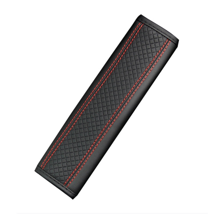 Fiber Leather Embossed Car Seat Belt Shoulder Cover Protector 6.5X23cm(Black Red)