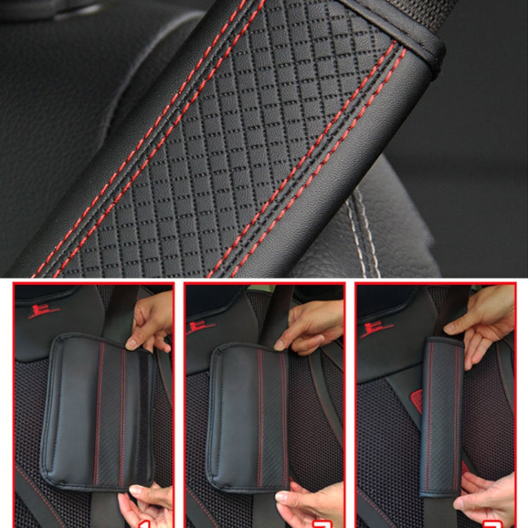 Fiber Leather Embossed Car Seat Belt Shoulder Cover Protector 6.5X23cm(Black Red)
