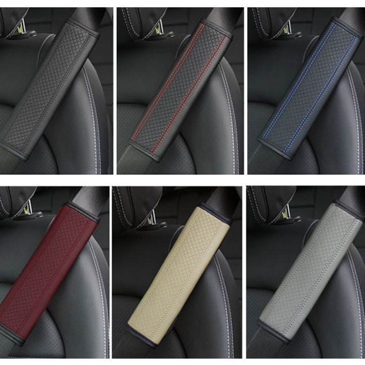 Fiber Leather Embossed Car Seat Belt Shoulder Cover Protector 6.5X23cm(Black Red)