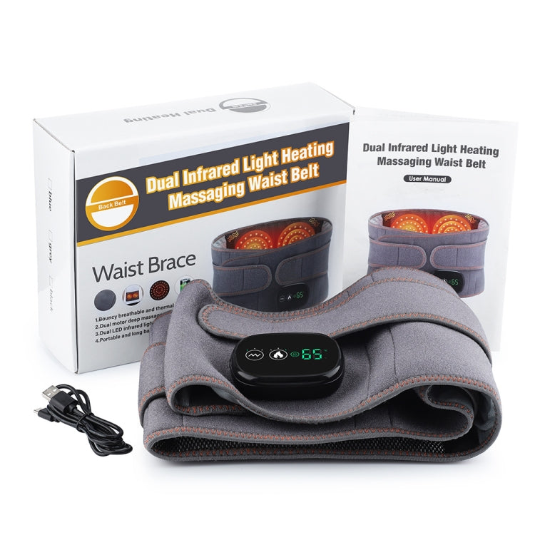USB Charging Red Light Heating Massage Lumbar Belt Warming Waist Belt(Gray)