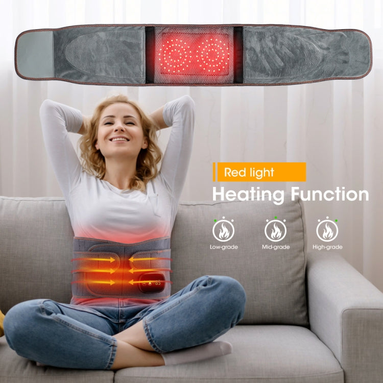 USB Charging Red Light Heating Massage Lumbar Belt Warming Waist Belt(Gray)