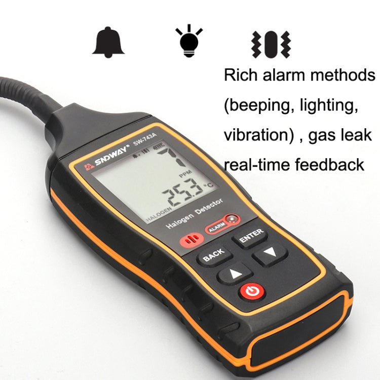 SNDWAY SW743A Halogen Gas Detector Automotive Electronic Air Conditioning Refrigerant Freon Maintenance Leak Detector(Black)