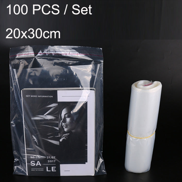 100 PCS / Set PE Clothing Packaging Bag Transparent Self-Stick Bag Jewelry Plastic Sealed Bag, Size:, Specification: 20x30cm