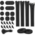 3 In 1 0.5m Kit  Cord Management Organizer Kit Cable Sleeve With Zipper Cable Clip, 5 In 1, 3 In 1 0.5m Kit, 4pcs Zipper Ties, 3 In 1 5m Kit