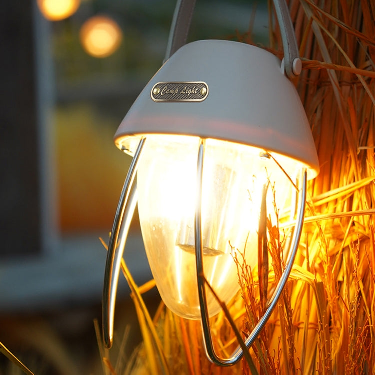 TG-ZP04401 Retro Camping Light Rechargeable Tricolor Light Source Tent Light(Beige)