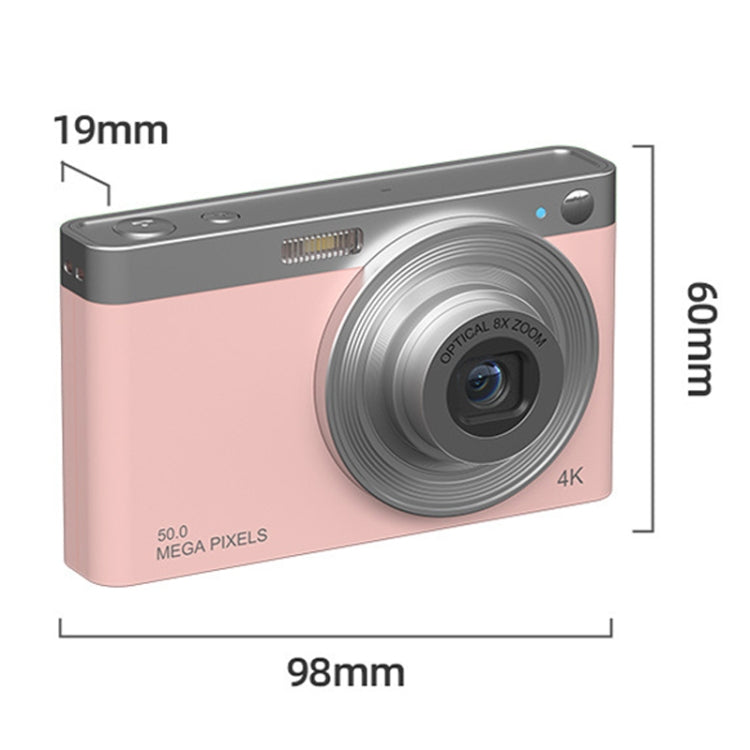 C13 2.88 inch 4K 8X Optical Zoom Telescopic Lens HD Digital Camera, Spec: Pink+Card Reader+16G
