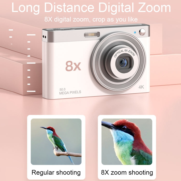 C13 2.88 inch 4K 8X Optical Zoom Telescopic Lens HD Digital Camera, Spec: Pink+Card Reader+16G