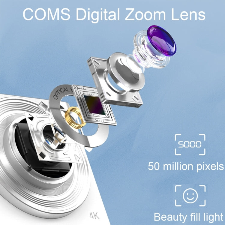 C13 2.88 inch 4K 8X Optical Zoom Telescopic Lens HD Digital Camera, Spec: Pink+Card Reader+16G