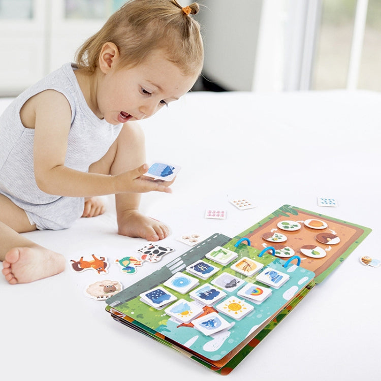 Children Early Teaching Cartoon Intelligence Development Toys Repeatedly Paste Book, Dinosaur, Farm, Traffic, Life
