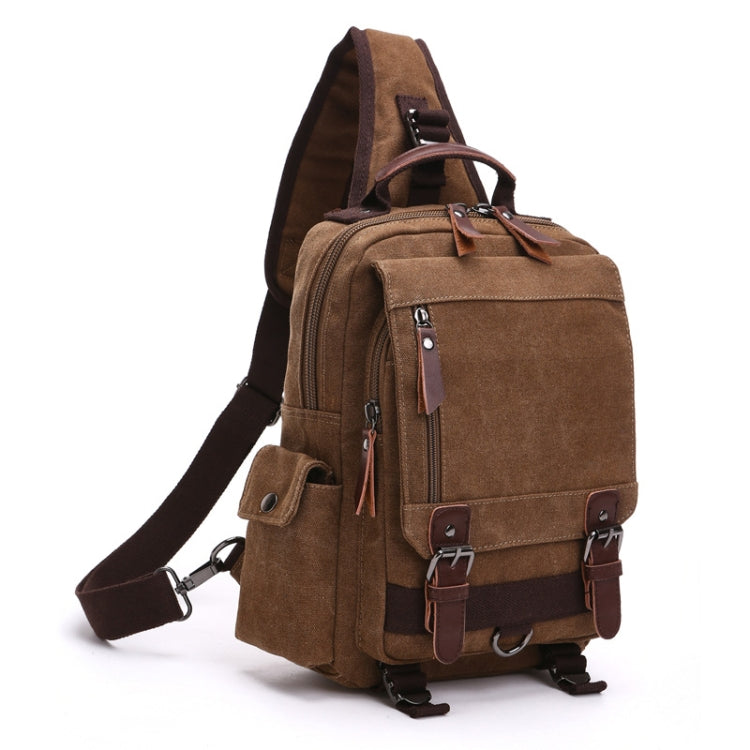Outdoor Travel Messenger Canvas Chest Bag, Color: Brown