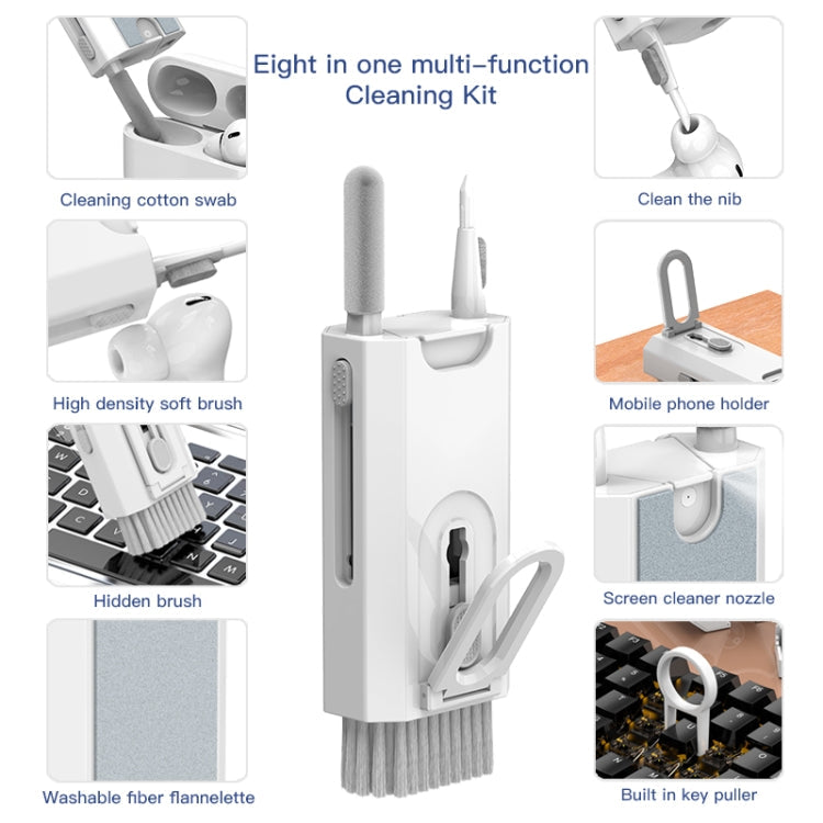 Q8 8-In-1 Multi-Function Headset Cleaning Pen Keyboard Mobile Phone Cleaner(White)