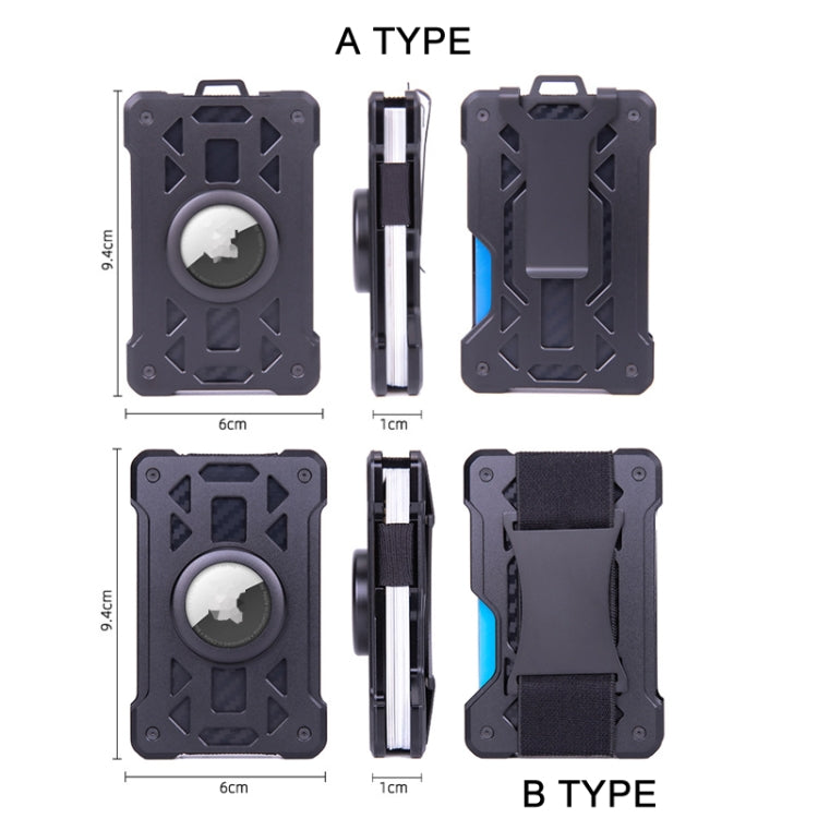 For AirTag Tracker Card Holder Metal Anti-Theft RFID Wallet(B Model Black)