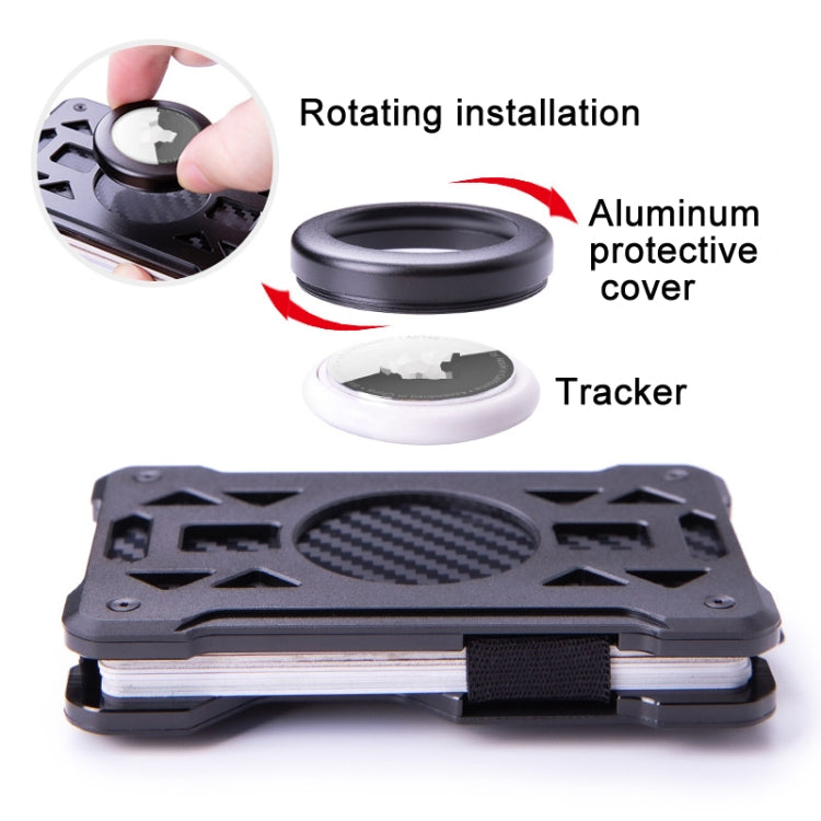 For AirTag Tracker Card Holder Metal Anti-Theft RFID Wallet(B Model Black)