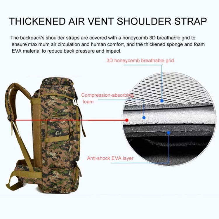 56-75L Large Capacity Travel Hiking Bag Waterproof and Scratch-resistant Backpack(CP Camouflage)