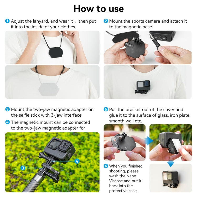 TELESIN Magnetic Action Camera Quick Release Bracket Mount,Spec: Ordinary Suit