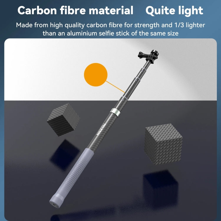 TELESIN 1.2m Carbon Fiber Monopod Selfie Stick With 1/4 Screw For DJI, Insta360, GoPro and Other Action Cameras, 1.2m