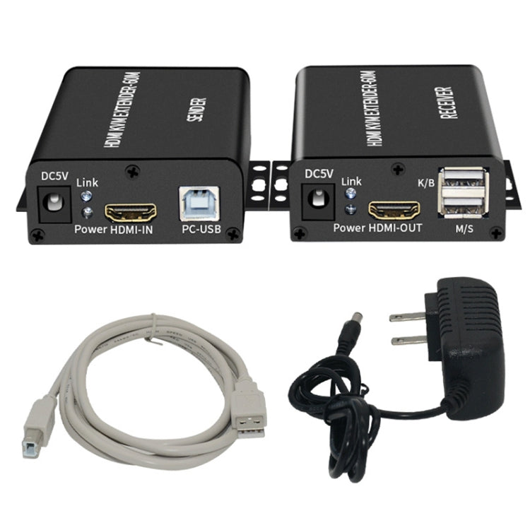 BW-HKE60A HDMI 60m KVM With USB Extender Support POE Single-End Power Supply With US Plug(Black)