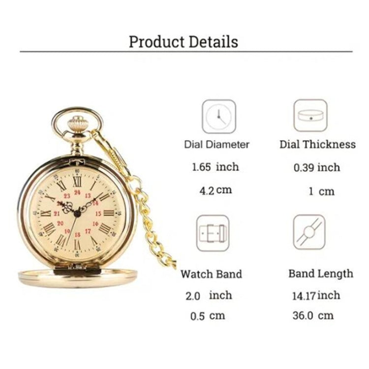 Engraved Vintage Commemorative Quartz Pocket Watch Round Watch, Style: I Love You (Gold)