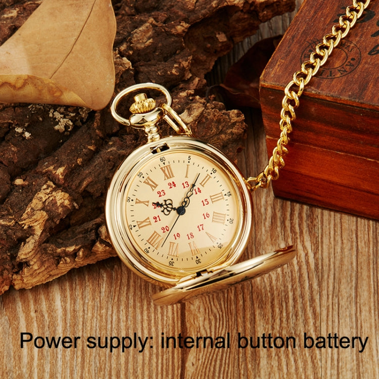 Engraved Vintage Commemorative Quartz Pocket Watch Round Watch, Style: I Love You (Gold)