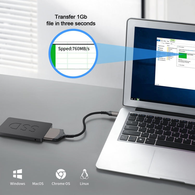 Aluminum Easy Drive Line USB3.0 To SATA Hard Disk Data Cable Supports 2.5 Inch SATA 22P, Length: 20cm