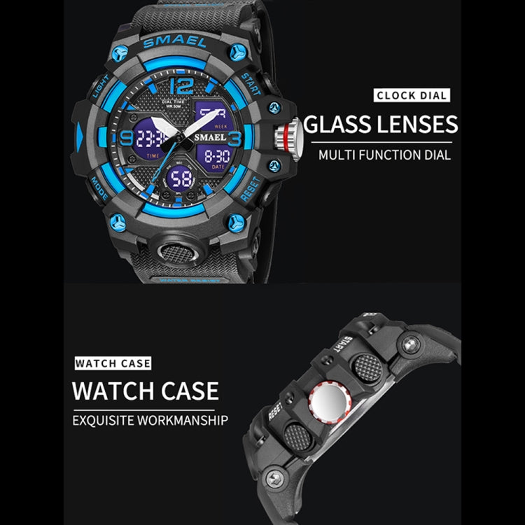 SMAEL 8008 Outdoor Sports Multifunctional Waterproof Luminous Men Watch(Black Blue)