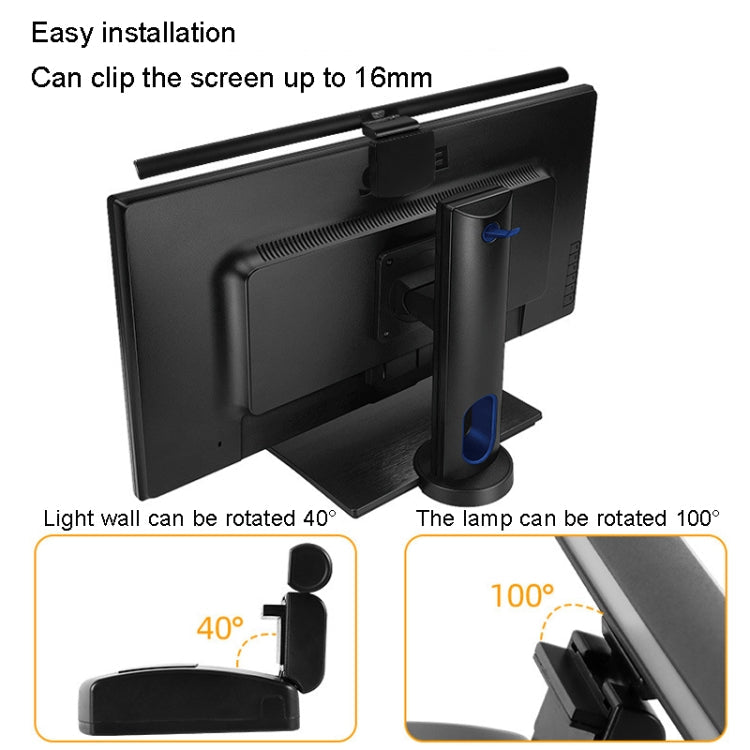 LED Infinitely Dimmable Computer Screen Hanging Lamp 3 Grade Color Temperature Touch Desk Lamp
