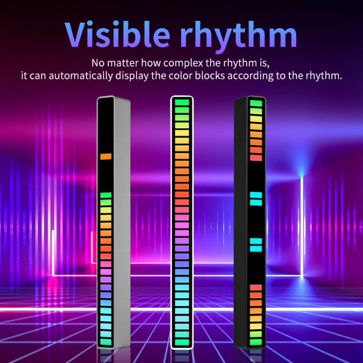 RGB Sound-controlled Rhythmic Response Lights Music Ambient LED Pick-up Lights Charging(16 Lightó Black)