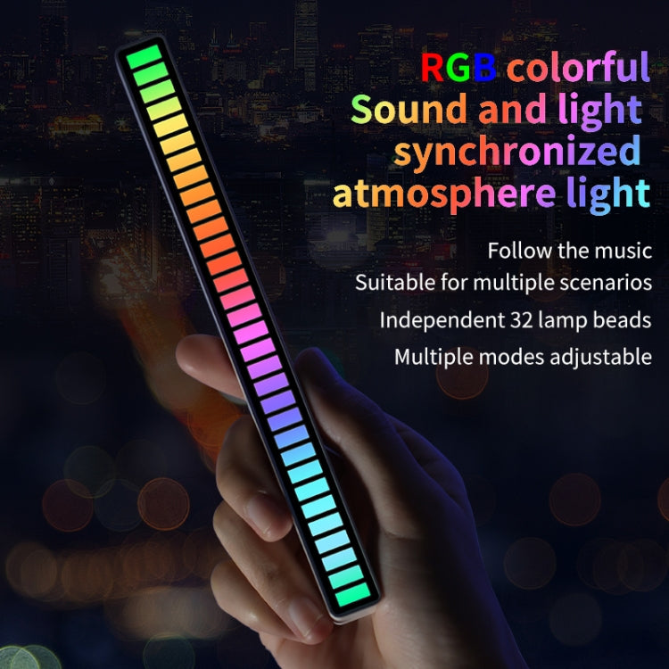 RGB Sound-controlled Rhythmic Response Lights Music Ambient LED Pick-up Lights Charging(16 Lightó Black)