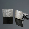 Men Clover Rose Pattern Cufflinks, Color: Silver Laser Flower