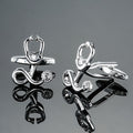 Men Shirts Enamel Lacquered Cufflinks, Color: Silver Stethoscope