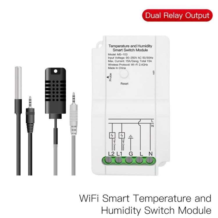 WiFi Switch Module+Temperature Probe Tuya Dual-way Temperature and Humidity Switch Timer Smart Switch