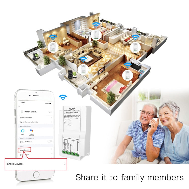 WiFi Switch Module+Temperature Probe Tuya Dual-way Temperature and Humidity Switch Timer Smart Switch