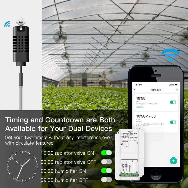 WiFi Switch Module+Temperature Probe Tuya Dual-way Temperature and Humidity Switch Timer Smart Switch