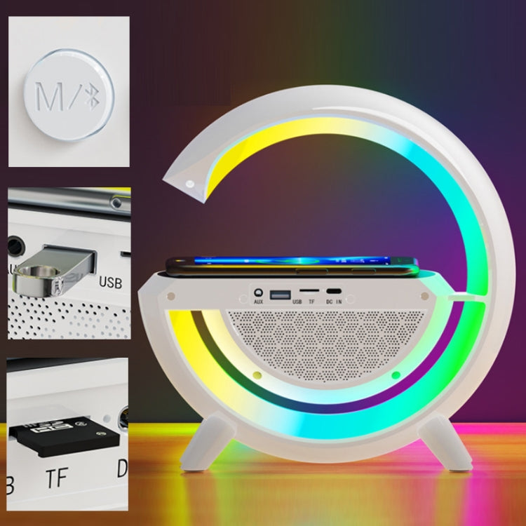 DH001 Smart Wireless Charging Ambient Light Bluetooth Speaker(White)