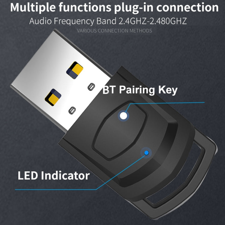 For PS4 / PS5 / PC HS-PS5101 Bluetooth 5.0 Adapter Audio Receiver Wireless Headset Transmitter(Black)