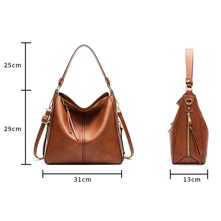 7871 Large Capacity Adjustable Leather Tote Bag Multi-compartment Shoulder Bag, Color: Brown