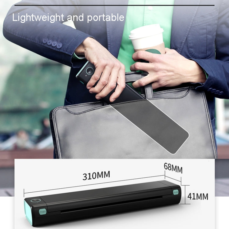 M08F Bluetooth Wireless Handheld Portable Thermal Printer(Black A4 Version)