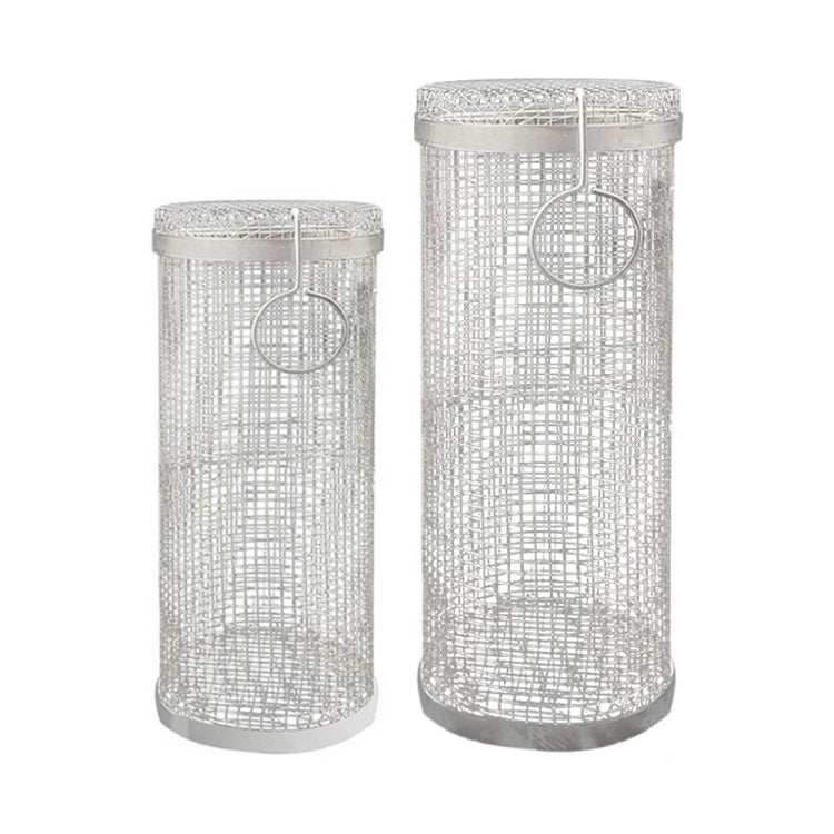 Outdoor Stainless Steel Barbecue Cage BBQ Round Mesh Tube 20cm With Hook