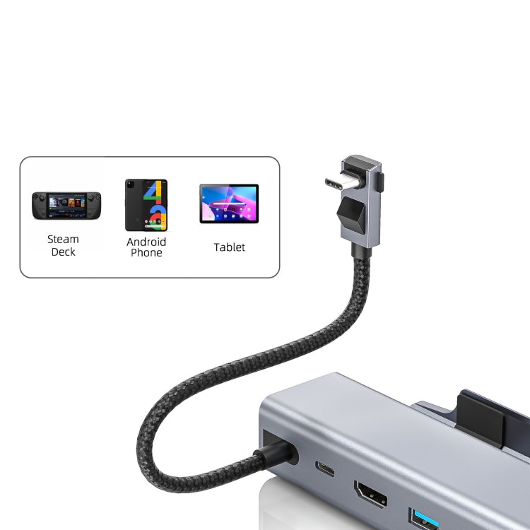 For Steam Deck HDMI+RJ45+2 USB 3.0 +USB-C/Type-C 3.0+USB-C PD 100W  6-In-1 Base Docking Station Bracket