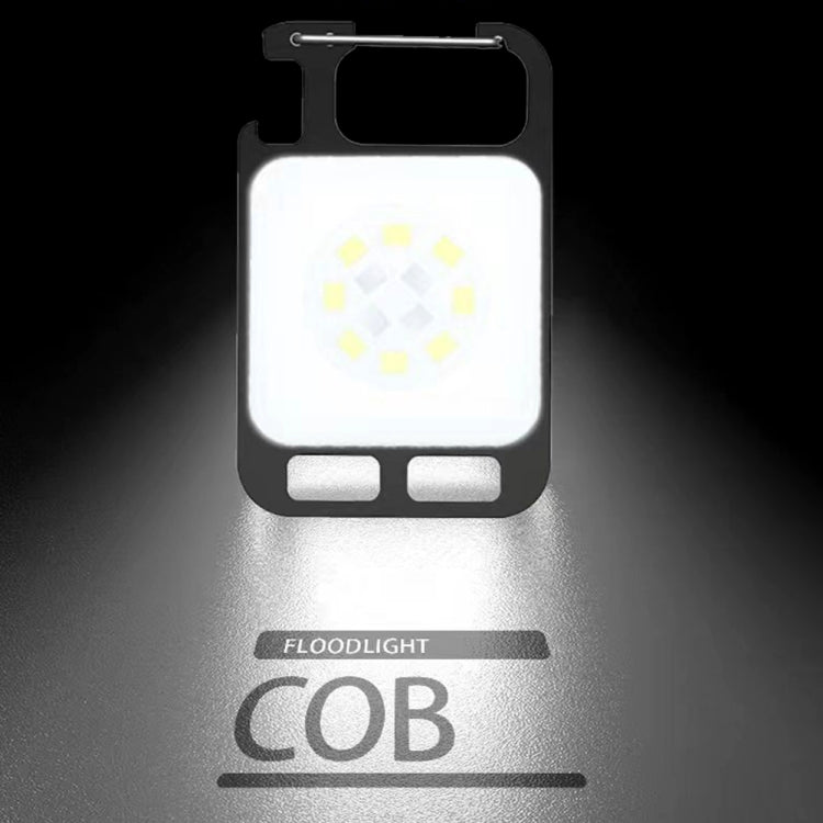 Key Chain Light Magnetic Suction Work Light Rechargeable Flashlight For Outdoor Camping(White)