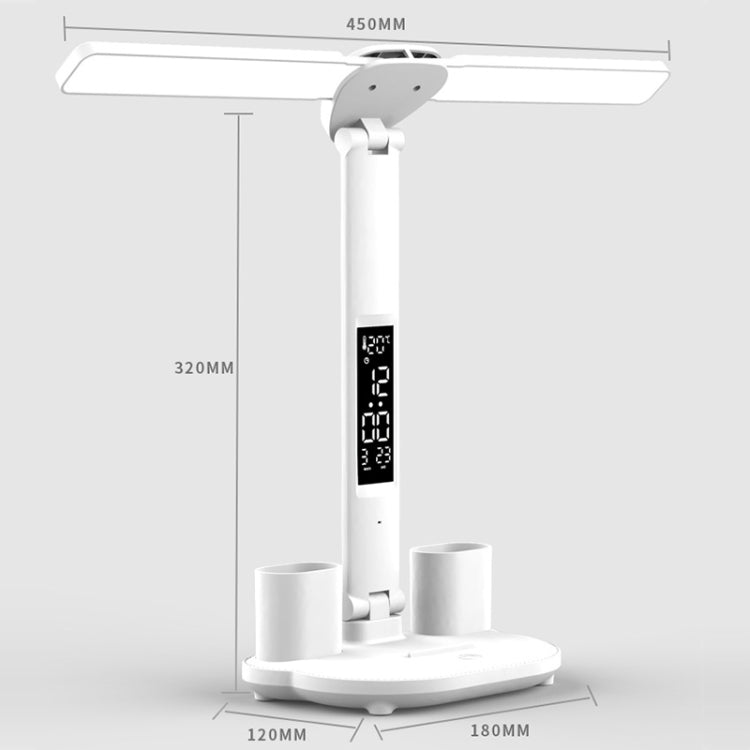 LED Intelligent Digital Display Foldable Desk Lamp, Style: Double Head USB Straight Plug