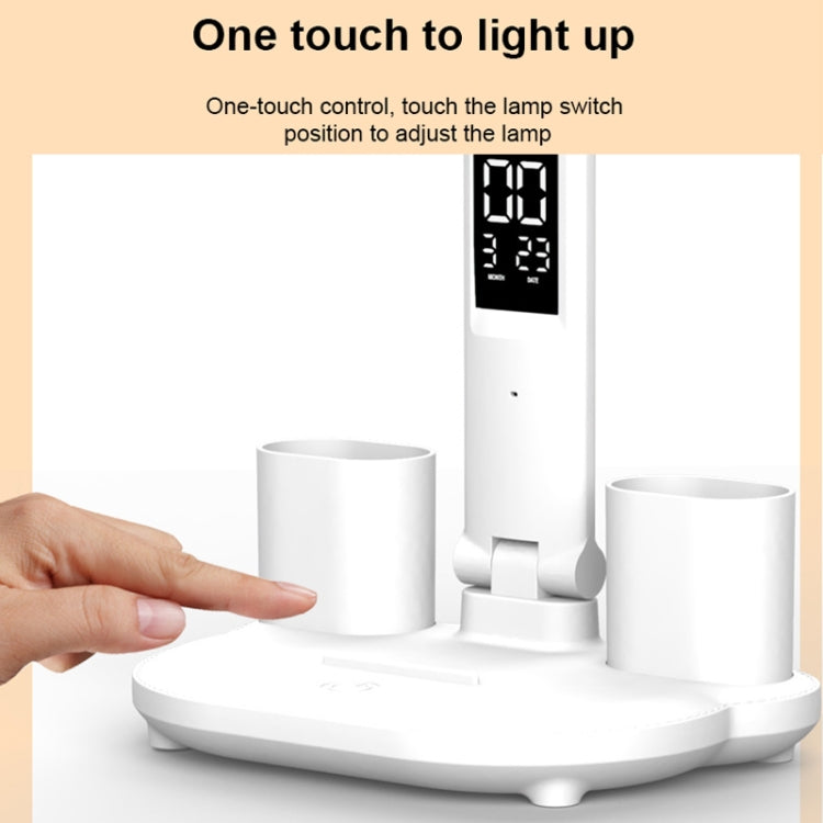 LED Intelligent Digital Display Foldable Desk Lamp, Style: Double Head USB Straight Plug