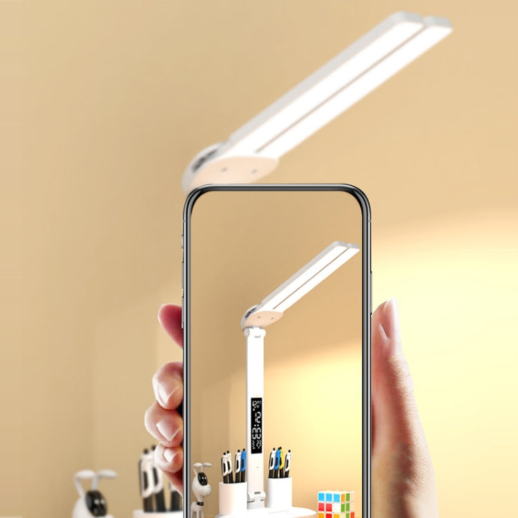 LED Intelligent Digital Display Foldable Desk Lamp, Style: Double Head Charging 3200mAh