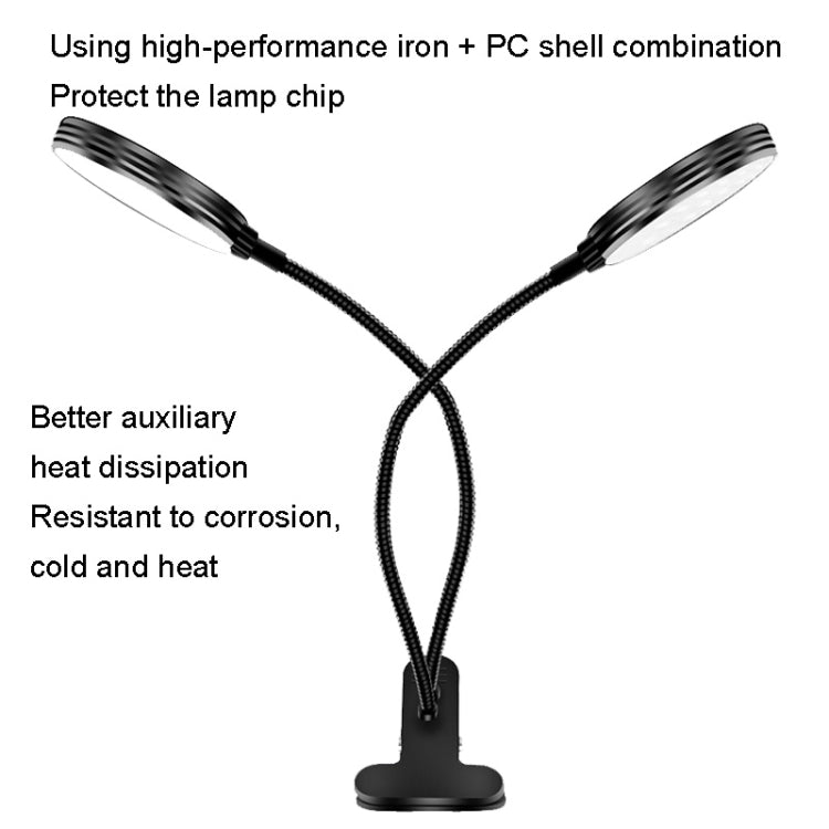 LED Plant Growth Light USB Remote Control Timing Fill Light Two Heads(Red Warm Light)