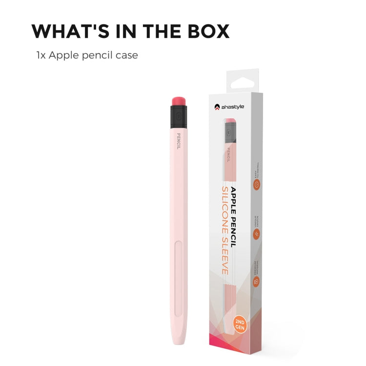 For Apple Pencil 2 AhaStyle PT180-2 Silicone Protective Case Anti-Slip And Anti-Drop Capacitive Pen Case(Pink)