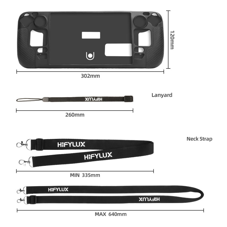 For Steam Deck Hifylux ST-PF14 Game Console Silicone Case Anti-scratch Non-slip Handheld Case Lanyard, Silicone Case Black, Silicone Case Blue, Silicone Case Red, Silicone Case Orange